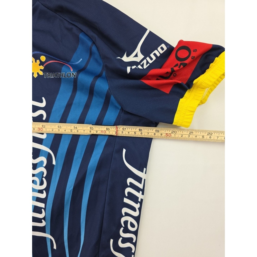 F2P Cycling Sponsored Jersey Large Blue Yellow Mizuno Fitness First - Picture 14 of 14